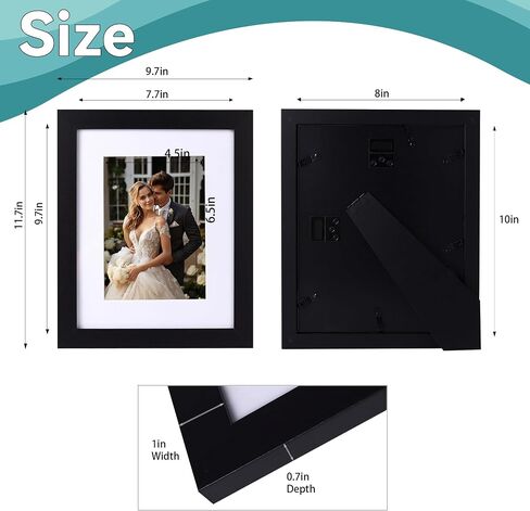 11x14 مجموعة إطار صورة من 4 ، إطارات صور خشبية طبيعية 11 × 14 مع الزجاج plexi ، عرض 8x10 مع حصيرة أو 11x14 بدون حصيرة ، شاشة الطاولة أو شنق الجدار. in Saudi Arabia