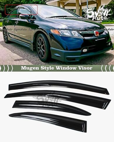 FITS 2006-2011 Honda Civic Sedan JDM 3D Wavy Mugen Style Window Visor RAIN Guard in Saudi Arabia