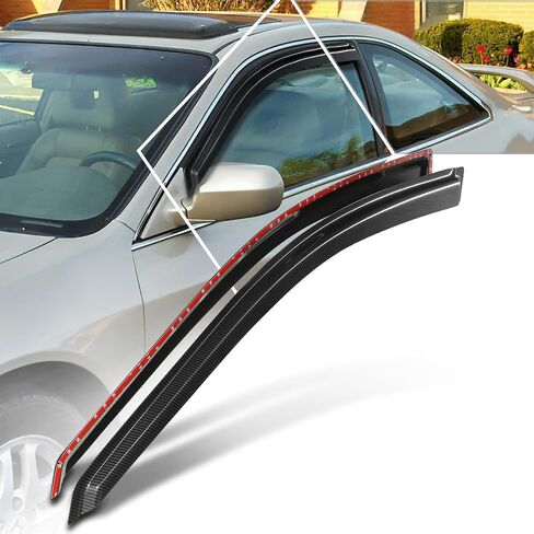 PM PERFORMOTOR 2Pcs Side Window Visors Deflector Compatible with 1998-2002 Honda Accord Coupe, Carbon Fiber Pattern Style, Black (Tape-On) in Saudi Arabia
