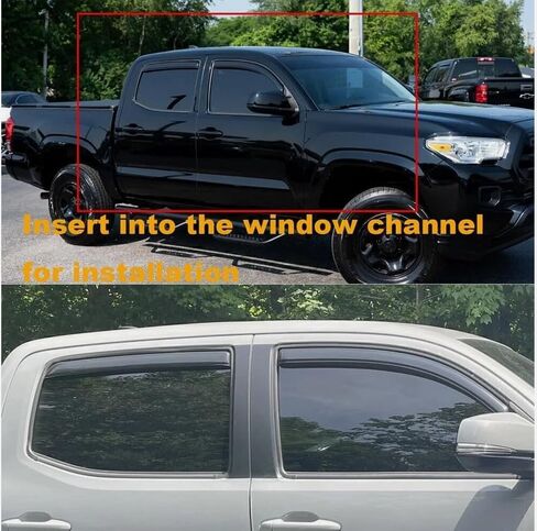 Vent deflectors Window Visors Tape-On Fit 2016-2023 Toyota Tacoma Accessories Double Cab-4pcs Rain Guards,2016 2017 2018 2019 2020 2021 2022 2023 in Saudi Arabia
