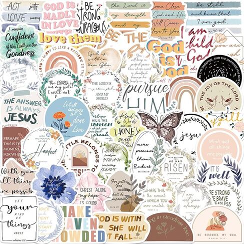 50PCS Inspirational Christian Stickers, Jesus Bible Verse Stickers for Scrapbook Journaling Planner, Motivational Jesus Faith Sticker for Vision Board Water Bottles Laptop in Kuwait