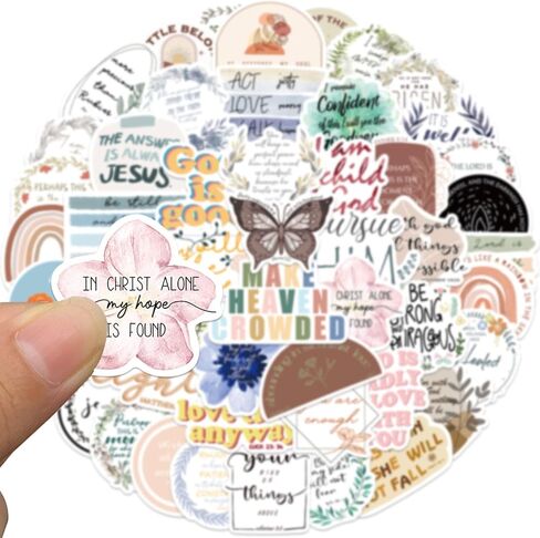 50PCS Inspirational Christian Stickers, Jesus Bible Verse Stickers for Scrapbook Journaling Planner, Motivational Jesus Faith Sticker for Vision Board Water Bottles Laptop in Kuwait