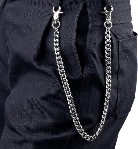 Pants Chain, Heavy Duty Stainless Steel Wallet Chain with Lobster Clasp Hip Hop Pocket Keychain Stylish Punk Gothic Accessory for Men & Women (Silver) in Saudi Arabia