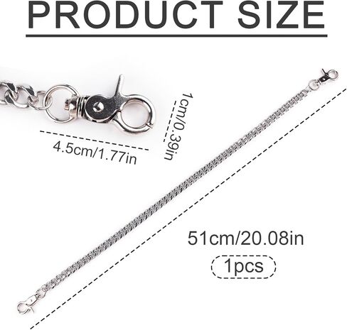 Pants Chain, Heavy Duty Stainless Steel Wallet Chain with Lobster Clasp Hip Hop Pocket Keychain Stylish Punk Gothic Accessory for Men & Women (Silver) in Saudi Arabia