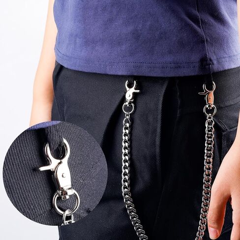 Pants Chain, Heavy Duty Stainless Steel Wallet Chain with Lobster Clasp Hip Hop Pocket Keychain Stylish Punk Gothic Accessory for Men & Women (Silver) in Saudi Arabia