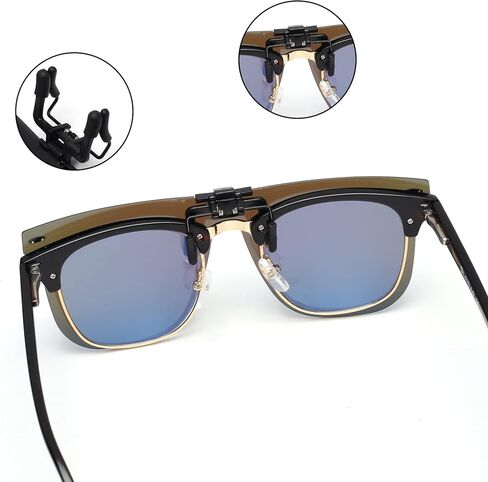 JM Polarized Clip on Sunglasses One Piece Rimless Flip up Mirrored Lenses for Driving in Saudi Arabia
