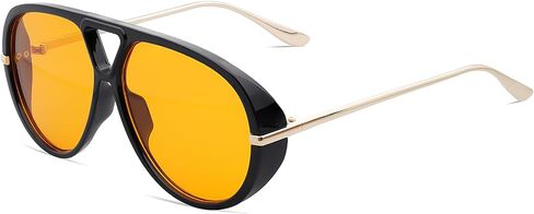 Trendy Retro Aviator Sunglasses with Side Shields for Women Men Oversized Plastic Round Large Vintage Shades in Kuwait