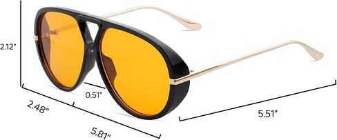 Trendy Retro Aviator Sunglasses with Side Shields for Women Men Oversized Plastic Round Large Vintage Shades in Kuwait