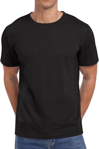 NITAGUT Mens Casual T-Shirt Waffle Crewneck Hipster Short Sleeve Shirts in Saudi Arabia