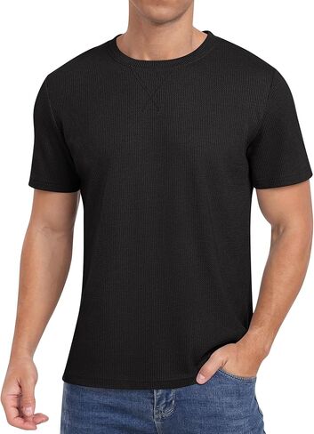NITAGUT Mens Casual T-Shirt Waffle Crewneck Hipster Short Sleeve Shirts in Saudi Arabia