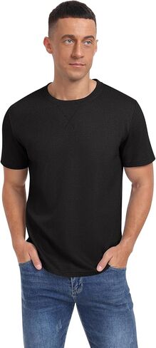 NITAGUT Mens Casual T-Shirt Waffle Crewneck Hipster Short Sleeve Shirts in Saudi Arabia