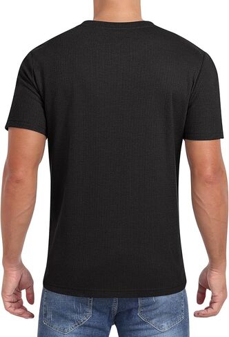 NITAGUT Mens Casual T-Shirt Waffle Crewneck Hipster Short Sleeve Shirts in Saudi Arabia
