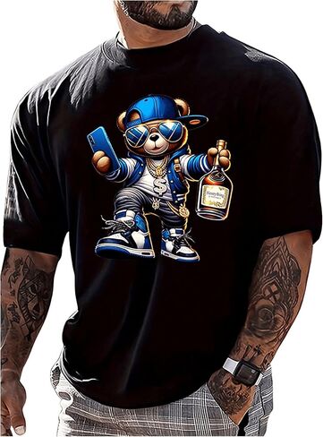 Men's Graphic Y2K Tee Shirt Vintage Short Sleeve Crew Neck Novelty T Shirts Top in Saudi Arabia