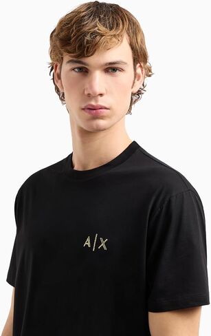 Armani Exchange Men's A|x Small Black and Gold T-Shirt in Saudi Arabia