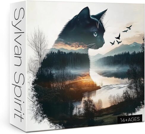 Magic Lion Cat Puzzles for Adults 1000 Pieces, Challenging Art Animal Kitten Landscape Jigsaw Puzzles, Cute Fantasy Kitty Snow Scenic Puzzle in Saudi Arabia