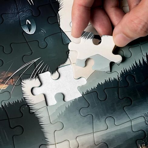 Magic Lion Cat Puzzles for Adults 1000 Pieces, Challenging Art Animal Kitten Landscape Jigsaw Puzzles, Cute Fantasy Kitty Snow Scenic Puzzle in Saudi Arabia
