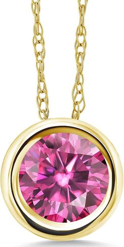 Gem Stone King 14K Solid Gold Gemstone Birthstone Pendant Necklace for Women | Round 6MM | Fine Jewelry for Her Mom Women Wife | With 18 Inch Chain in Kuwait