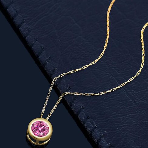 Gem Stone King 14K Solid Gold Gemstone Birthstone Pendant Necklace for Women | Round 6MM | Fine Jewelry for Her Mom Women Wife | With 18 Inch Chain in Kuwait