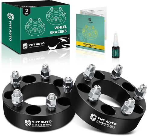 YHTAUTO 5x4.5 Hub Centric Wheel Spacers 1.5 Inch Fits Dodge, Chrysler, Ferrari, Maserati Models, Charger, Challenger, 300 Tire Spacers w/ M14x1.5 Studs, 82.5mm Center Bore 5 Lug 4PCS Black in Saudi Arabia