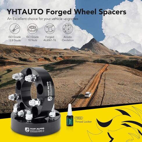 YHTAUTO 5x4.5 Hub Centric Wheel Spacers 1.5 Inch Fits Dodge, Chrysler, Ferrari, Maserati Models, Charger, Challenger, 300 Tire Spacers w/ M14x1.5 Studs, 82.5mm Center Bore 5 Lug 4PCS Black in Saudi Arabia