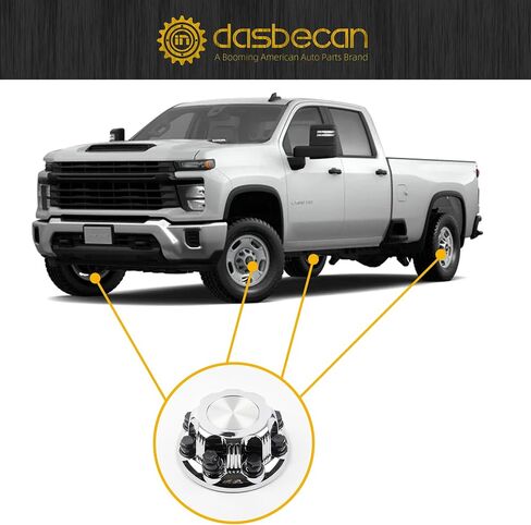 DASBECAN 4PCS CENTER CENTER CENTER CENT & 8 LUGS متوافقة مع شيفروليه أفالانش 2500 2002-2006 تشيفي سيلفرادو 1500 HD 2500 3500 GMC SIERA in Saudi Arabia