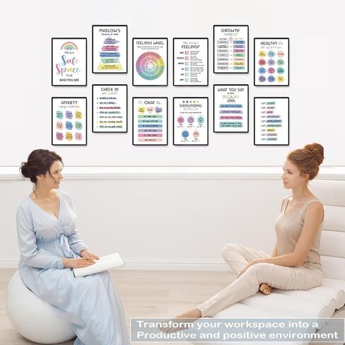 12 PCS ملصقات الصحة العقلية ، ديكور مكتب المعالج ، هدايا الصحة العقلية ، مكتب الاستشارات يجب أن يكونا ، زخارف ملهمة التحفيزية ، الأسلوب أ in Kuwait