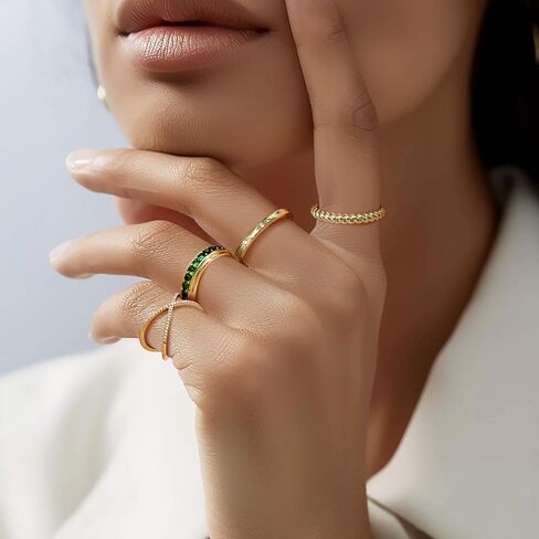 14K Gold Rings for Women Cubic Zirconia Non Tarnish Dainty Gold Rings for Women Beauty and resilience Cute Jewelry 5,6,7,8,9 in Saudi Arabia