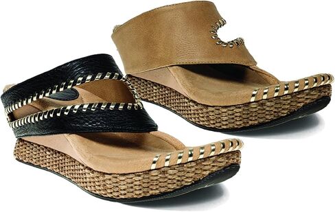 Modzori Tita Women's Mid Wedge Reversible Sandal Black/Beige 6 in Saudi Arabia