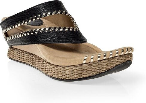 Modzori Tita Women's Mid Wedge Reversible Sandal Black/Beige 6 in Saudi Arabia