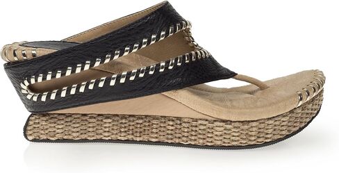 Modzori Tita Women's Mid Wedge Reversible Sandal Black/Beige 6 in Saudi Arabia