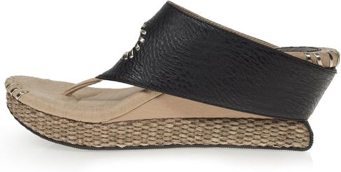Modzori Tita Women's Mid Wedge Reversible Sandal Black/Beige 6 in Saudi Arabia