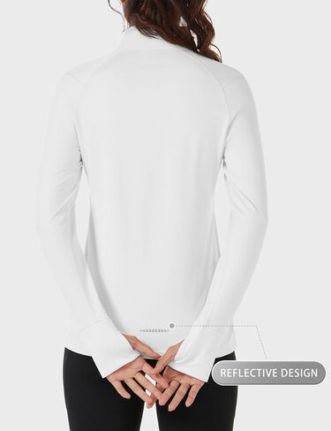 Cavva Women's Fleece Quarter Zip Pullover Running Shirt Long Sleeve Thermal Tee Athletic Workout Tops Thumb Hole in Saudi Arabia
