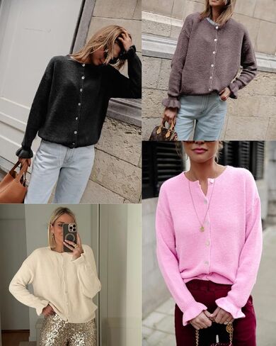 Saodimallsu Womens Cardigan Sensters Button Down Knit 2025 Fall Shuffle Sleeve Sweater Open Outdery Outwear in Saudi Arabia