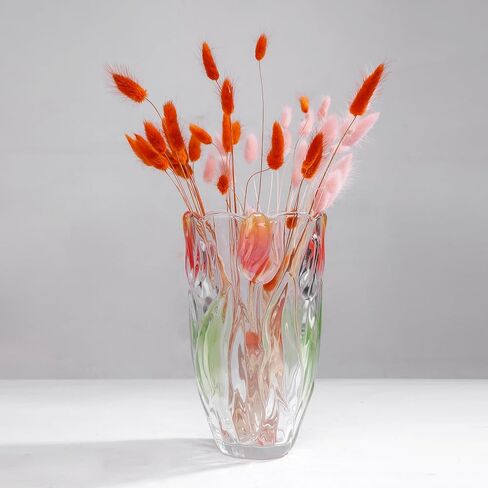 Glass Flowers Vase 9.3 inch Tall, Unique Crystal Vases for Tables Centerpieces, Vintage and Tulip Shape Large Vases Christmas Thanksgiving Gifts. in Saudi Arabia