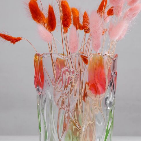Glass Flowers Vase 9.3 inch Tall, Unique Crystal Vases for Tables Centerpieces, Vintage and Tulip Shape Large Vases Christmas Thanksgiving Gifts. in Saudi Arabia
