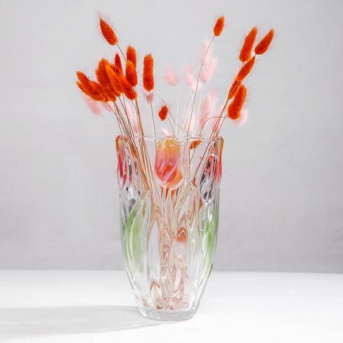 Glass Flowers Vase 9.3 inch Tall, Unique Crystal Vases for Tables Centerpieces, Vintage and Tulip Shape Large Vases Christmas Thanksgiving Gifts. in Saudi Arabia