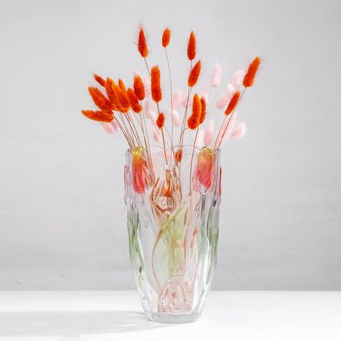 Glass Flowers Vase 9.3 inch Tall, Unique Crystal Vases for Tables Centerpieces, Vintage and Tulip Shape Large Vases Christmas Thanksgiving Gifts. in Saudi Arabia
