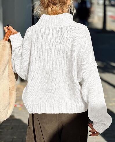 Saodimallsu Womens Cropped Cardigan Sweaters Button Up Chunky Knit Long Sleeve Collared Open Front Loose Jackets in Saudi Arabia