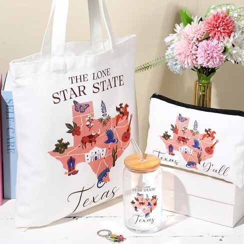 Chuangdi 4 PCS California Travel Gifts Set Canvas Bag Cosmetic Bag 16 Oz Pumbler and Keychain California City City Gifts for Traveler Friend Friend Lover Sister in Kuwait