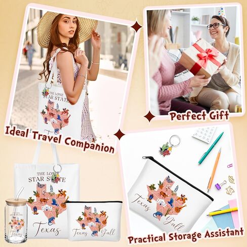 Chuangdi 4 PCS California Travel Gifts Set Canvas Bag Cosmetic Bag 16 Oz Pumbler and Keychain California City City Gifts for Traveler Friend Friend Lover Sister in Kuwait