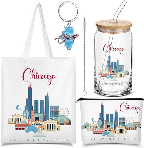 Chuangdi 4 PCS California Travel Gifts Set Canvas Bag Cosmetic Bag 16 Oz Pumbler and Keychain California City City Gifts for Traveler Friend Friend Lover Sister in Kuwait