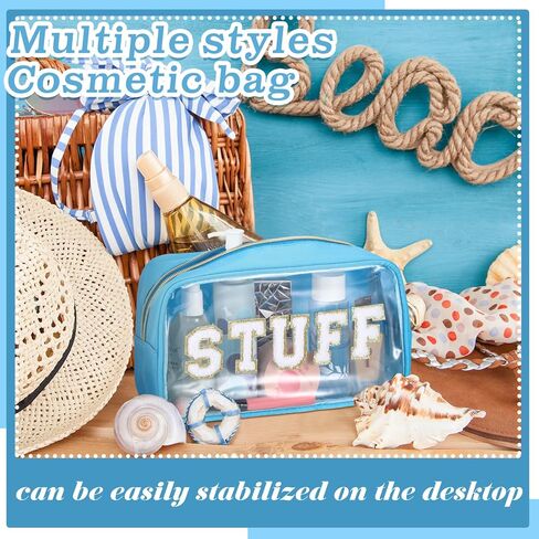 Pinkunn 4 Pcs Preppy Makeup Bags Christmas Chenille Letter Bag Face Skin Hair Stuff Cosmetic Bag Corduroy Makeup Pouch with Zipper Birthday Gifts for Women(Gentle Color) in Kuwait