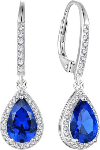 FJ Teardrop Dangle Drop Siprings 925 Sterling Silver Halo Leverback أقراط هدايا المجوهرات للنساء للنساء in Kuwait