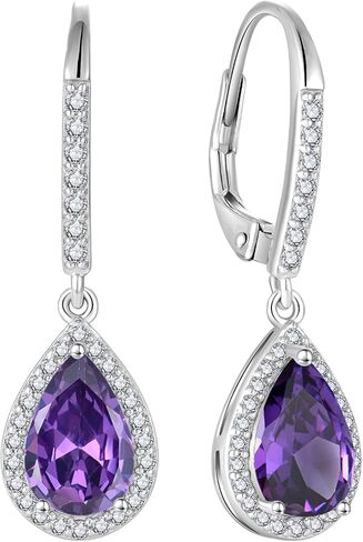 FJ Teardrop Dangle Drop Siprings 925 Sterling Silver Halo Leverback أقراط هدايا المجوهرات للنساء للنساء in Kuwait