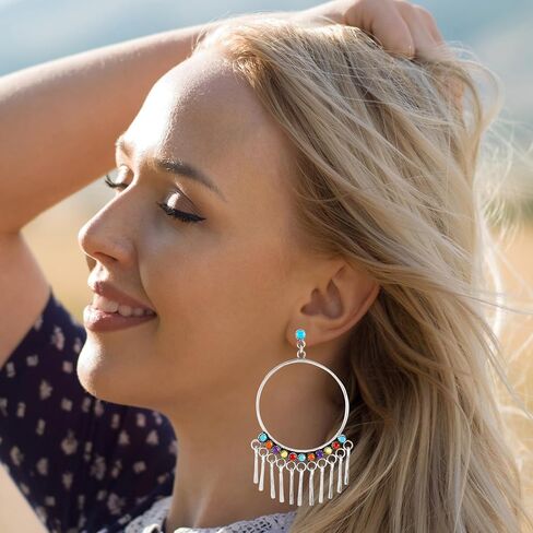 Turquoise Earrings 925 Sterling Silver & Genuine Gemstone in Saudi Arabia