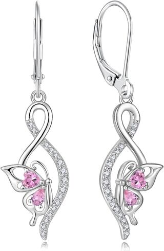 Butterfly Earrings for Women 925 Sterling Silver Leverback Infinity Dangle Earrings 5A Zircon Butterfly Jewelry Gifts for Her in Saudi Arabia