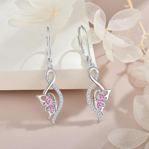 Butterfly Earrings for Women 925 Sterling Silver Leverback Infinity Dangle Earrings 5A Zircon Butterfly Jewelry Gifts for Her in Saudi Arabia
