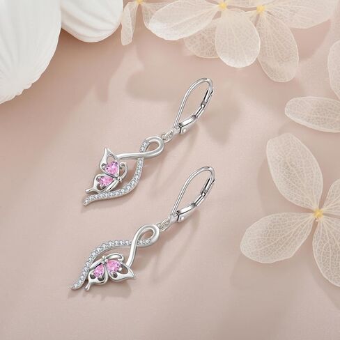 Butterfly Earrings for Women 925 Sterling Silver Leverback Infinity Dangle Earrings 5A Zircon Butterfly Jewelry Gifts for Her in Saudi Arabia