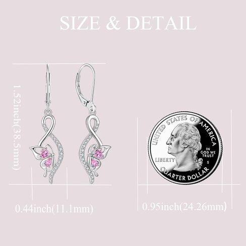 Butterfly Earrings for Women 925 Sterling Silver Leverback Infinity Dangle Earrings 5A Zircon Butterfly Jewelry Gifts for Her in Saudi Arabia