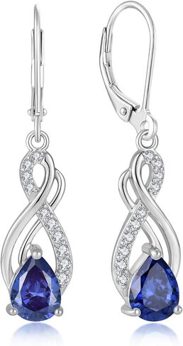 Infinity Love Birthstone Earrings for Women 925 Strling Silver 5A Cubic Zirconia Dangle Drop Leveback Earrings Jewelry Birthday Christmas Day Gifts for Her in Saudi Arabia